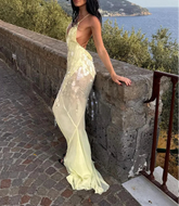 BXOXO Sequins Halter Women Evening Dresses Sexy Patchwork Sleeveless Backless Deep V Neck Female Party Dress Euphoria Lady Robe